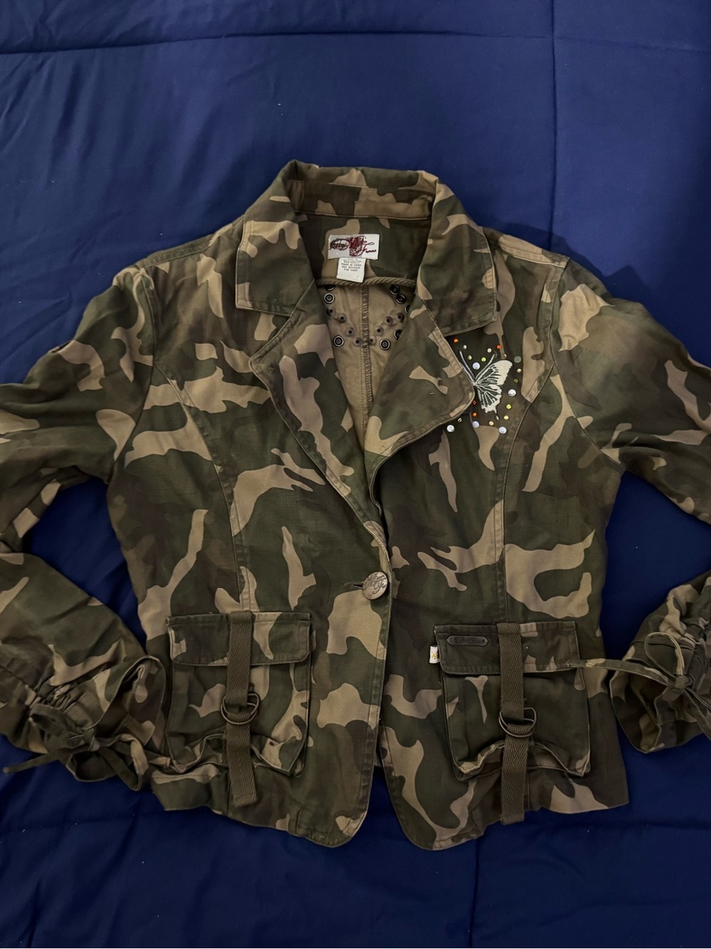 Mecca Femme Y2K Camo Butterfly Utility Jacket M